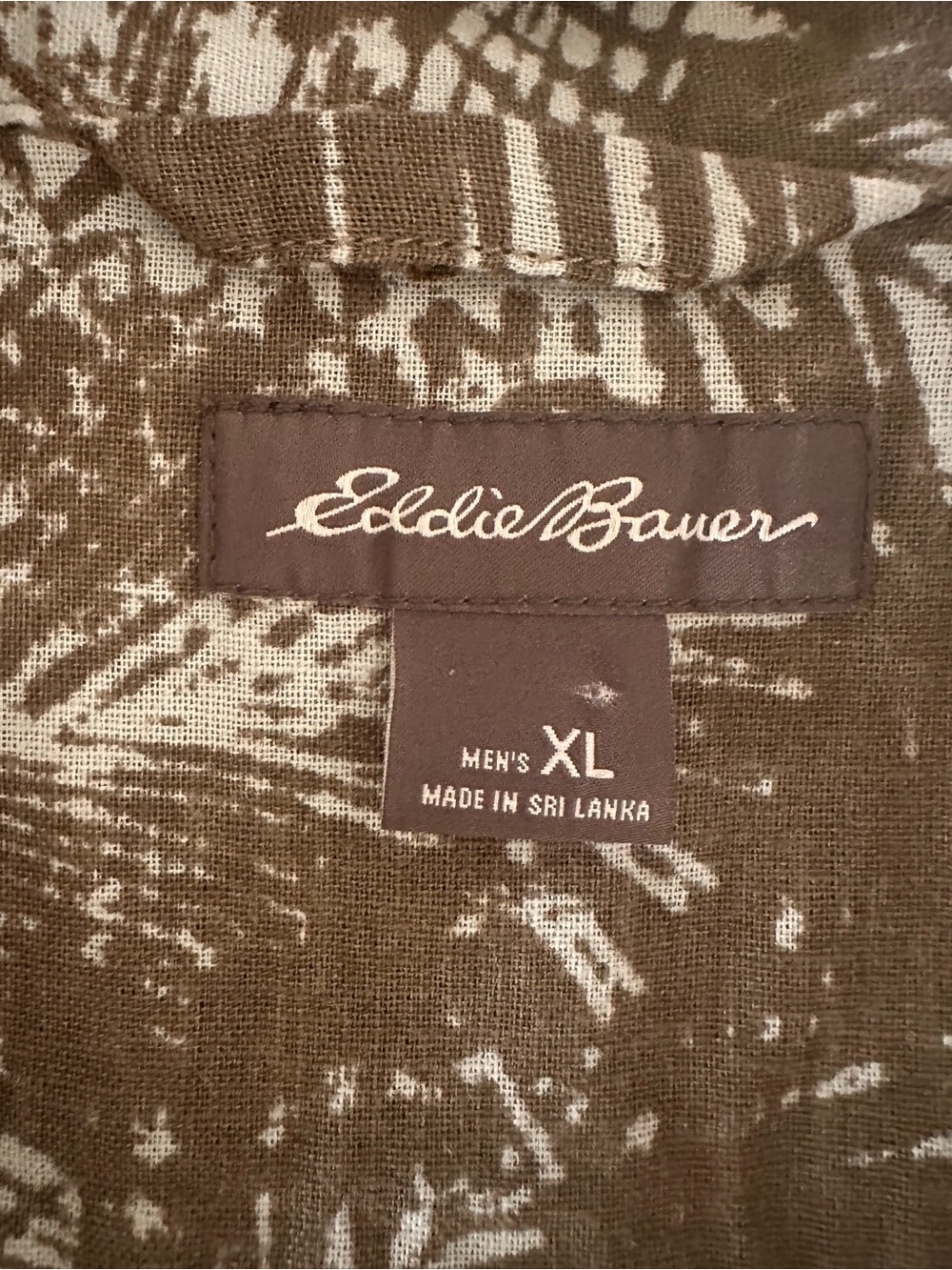 Eddie Bauer Brown and Cream Patterned Men's Top